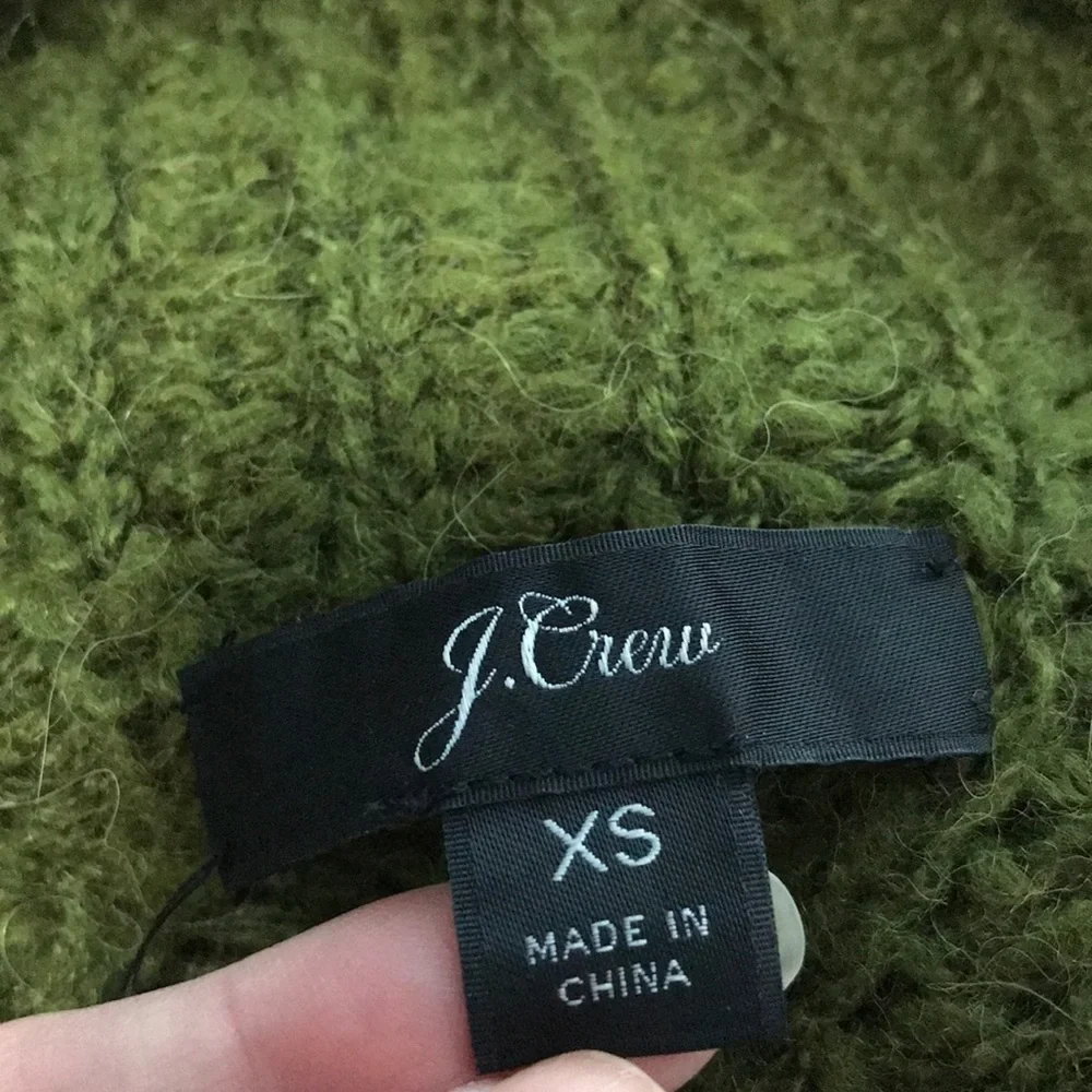 J. Crew Pointelle Cable Sweater Alpaca Moss Green